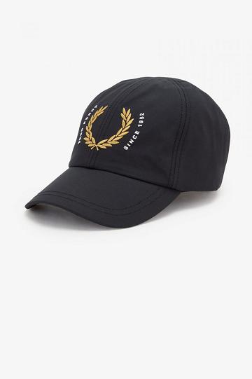 Czapki Fred Perry Laurel Wreath Ripstop Męskie Czarne | PL 1077TCEV